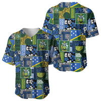 Solomon Islands Meri Kirihimete Baseball Jersey Pacific Patchwork Xmas Vibes LT9 - Polynesian Pride