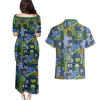 Solomon Islands Meri Kirihimete Couples Matching Puletasi and Hawaiian Shirt Pacific Patchwork Xmas Vibes LT9 - Polynesian Pride