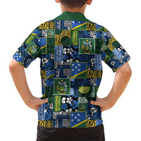 Solomon Islands Meri Kirihimete Family Matching Off Shoulder Maxi Dress and Hawaiian Shirt Pacific Patchwork Xmas Vibes - Polynesian Pride
