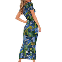 Solomon Islands Meri Kirihimete Family Matching Short Sleeve Bodycon Dress and Hawaiian Shirt Pacific Patchwork Xmas Vibes - Polynesian Pride