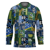 Solomon Islands Meri Kirihimete Hockey Jersey Pacific Patchwork Xmas Vibes LT9 Unisex Blue - Polynesian Pride
