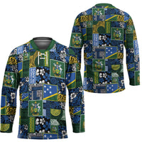 Solomon Islands Meri Kirihimete Hockey Jersey Pacific Patchwork Xmas Vibes - Polynesian Pride
