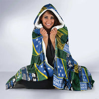 Solomon Islands Meri Kirihimete Hooded Blanket Pacific Patchwork Xmas Vibes - Polynesian Pride