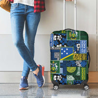 Solomon Islands Meri Kirihimete Luggage Cover Pacific Patchwork Xmas Vibes - Polynesian Pride