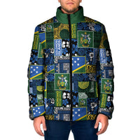 Solomon Islands Meri Kirihimete Padded Jacket Pacific Patchwork Xmas Vibes - Polynesian Pride