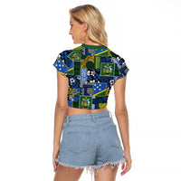 Solomon Islands Meri Kirihimete Raglan Cropped T Shirt Pacific Patchwork Xmas Vibes LT9 - Polynesian Pride