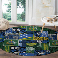 Solomon Islands Meri Kirihimete Round Carpet Pacific Patchwork Xmas Vibes - Polynesian Pride