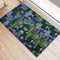 Solomon Islands Meri Kirihimete Rubber Doormat Pacific Patchwork Xmas Vibes - Polynesian Pride