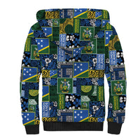 Solomon Islands Meri Kirihimete Sherpa Hoodie Pacific Patchwork Xmas Vibes - Polynesian Pride