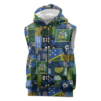 Solomon Islands Meri Kirihimete Sleeveless Zip Hoodie Pacific Patchwork Xmas Vibes LT9 Blue - Polynesian Pride