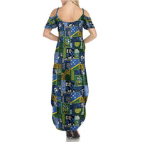 Solomon Islands Meri Kirihimete Summer Maxi Dress Pacific Patchwork Xmas Vibes LT9 - Polynesian Pride