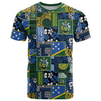Solomon Islands Meri Kirihimete T Shirt Pacific Patchwork Xmas Vibes LT9 Blue - Polynesian Pride