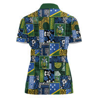 Solomon Islands Meri Kirihimete Women Polo Shirt Pacific Patchwork Xmas Vibes - Polynesian Pride