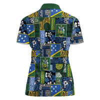 Solomon Islands Meri Kirihimete Women Polo Shirt Pacific Patchwork Xmas Vibes LT9 - Polynesian Pride
