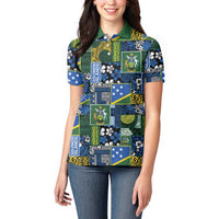 Solomon Islands Meri Kirihimete Women Polo Shirt Pacific Patchwork Xmas Vibes LT9 - Polynesian Pride