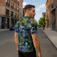 Solomon Islands Meri Kirihimete Zipper Polo Shirt Pacific Patchwork Xmas Vibes LT9 - Polynesian Pride