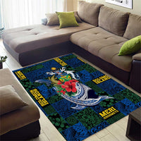 Solomon Islands Meri Kirihimete Area Rug Funny Santa Riding Shark - Polynesian Pride