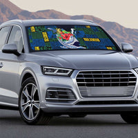 Solomon Islands Meri Kirihimete Auto Sun Shade Funny Santa Riding Shark - Polynesian Pride