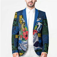 Solomon Islands Meri Kirihimete Blazer Funny Santa Riding Shark - Polynesian Pride