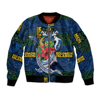 Solomon Islands Meri Kirihimete Bomber Jacket Funny Santa Riding Shark - Polynesian Pride