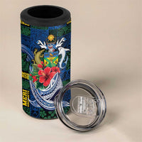 Solomon Islands Meri Kirihimete 4 in 1 Can Cooler Tumbler Funny Santa Riding Shark - Polynesian Pride