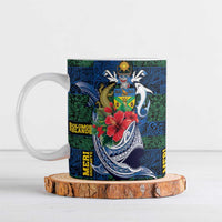 Solomon Islands Meri Kirihimete Ceramic Mug Funny Santa Riding Shark - Polynesian Pride