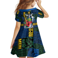 Solomon Islands Meri Kirihimete Family Matching Long Sleeve Bodycon Dress and Hawaiian Shirt Funny Santa Riding Shark - Polynesian Pride