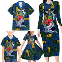Solomon Islands Meri Kirihimete Family Matching Long Sleeve Bodycon Dress and Hawaiian Shirt Funny Santa Riding Shark - Polynesian Pride