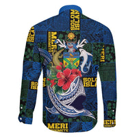 Solomon Islands Meri Kirihimete Family Matching Long Sleeve Bodycon Dress and Hawaiian Shirt Funny Santa Riding Shark - Polynesian Pride