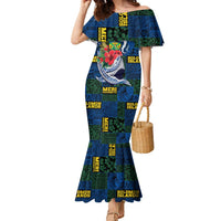 Solomon Islands Meri Kirihimete Family Matching Mermaid Dress and Hawaiian Shirt Funny Santa Riding Shark - Polynesian Pride