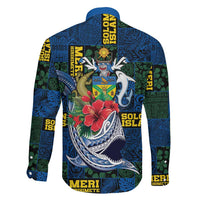 Solomon Islands Meri Kirihimete Family Matching Off The Shoulder Long Sleeve Dress and Hawaiian Shirt Funny Santa Riding Shark - Polynesian Pride