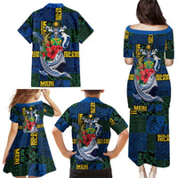 Solomon Islands Meri Kirihimete Family Matching Puletasi and Hawaiian Shirt Funny Santa Riding Shark - Polynesian Pride