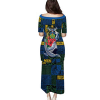 Solomon Islands Meri Kirihimete Family Matching Puletasi and Hawaiian Shirt Funny Santa Riding Shark - Polynesian Pride