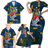 Solomon Islands Meri Kirihimete Family Matching Short Sleeve Bodycon Dress and Hawaiian Shirt Funny Santa Riding Shark - Polynesian Pride