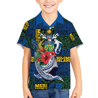 Solomon Islands Meri Kirihimete Family Matching Short Sleeve Bodycon Dress and Hawaiian Shirt Funny Santa Riding Shark - Polynesian Pride