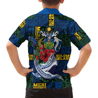 Solomon Islands Meri Kirihimete Family Matching Summer Maxi Dress and Hawaiian Shirt Funny Santa Riding Shark - Polynesian Pride