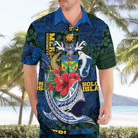 Solomon Islands Meri Kirihimete Hawaiian Shirt Funny Santa Riding Shark LT9 - Polynesian Pride