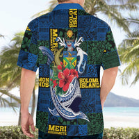 Solomon Islands Meri Kirihimete Hawaiian Shirt Funny Santa Riding Shark LT9 - Polynesian Pride