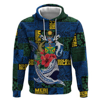 Solomon Islands Meri Kirihimete Hoodie Funny Santa Riding Shark - Polynesian Pride