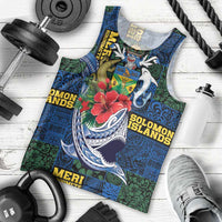 Solomon Islands Meri Kirihimete Men Tank Top Funny Santa Riding Shark - Polynesian Pride