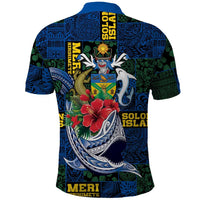 Solomon Islands Meri Kirihimete Polo Shirt Funny Santa Riding Shark LT9 - Polynesian Pride
