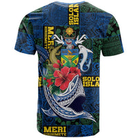 Solomon Islands Meri Kirihimete T Shirt Funny Santa Riding Shark LT9 - Polynesian Pride