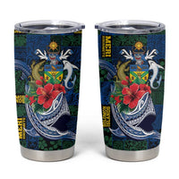 Solomon Islands Meri Kirihimete Tumbler Cup Funny Santa Riding Shark - Polynesian Pride