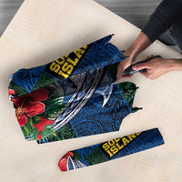 Solomon Islands Meri Kirihimete Umbrella Funny Santa Riding Shark - Polynesian Pride