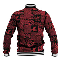 Black Tonga Kilisimasi Fiefia Baseball Jacket Pacific Patchwork Xmas Vibes - Polynesian Pride