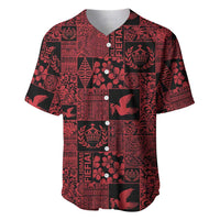 Black Tonga Kilisimasi Fiefia Baseball Jersey Pacific Patchwork Xmas Vibes LT9 Black - Polynesian Pride