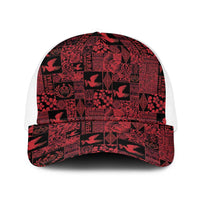 Black Tonga Kilisimasi Fiefia Baseball Net Cap Pacific Patchwork Xmas Vibes LT9 One Size White Black - Polynesian Pride