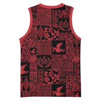 Black Tonga Kilisimasi Fiefia Basketball Jersey Pacific Patchwork Xmas Vibes - Polynesian Pride