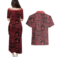 Black Tonga Kilisimasi Fiefia Couples Matching Puletasi and Hawaiian Shirt Pacific Patchwork Xmas Vibes LT9 - Polynesian Pride