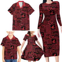 Black Tonga Kilisimasi Fiefia Family Matching Long Sleeve Bodycon Dress and Hawaiian Shirt Pacific Patchwork Xmas Vibes - Polynesian Pride